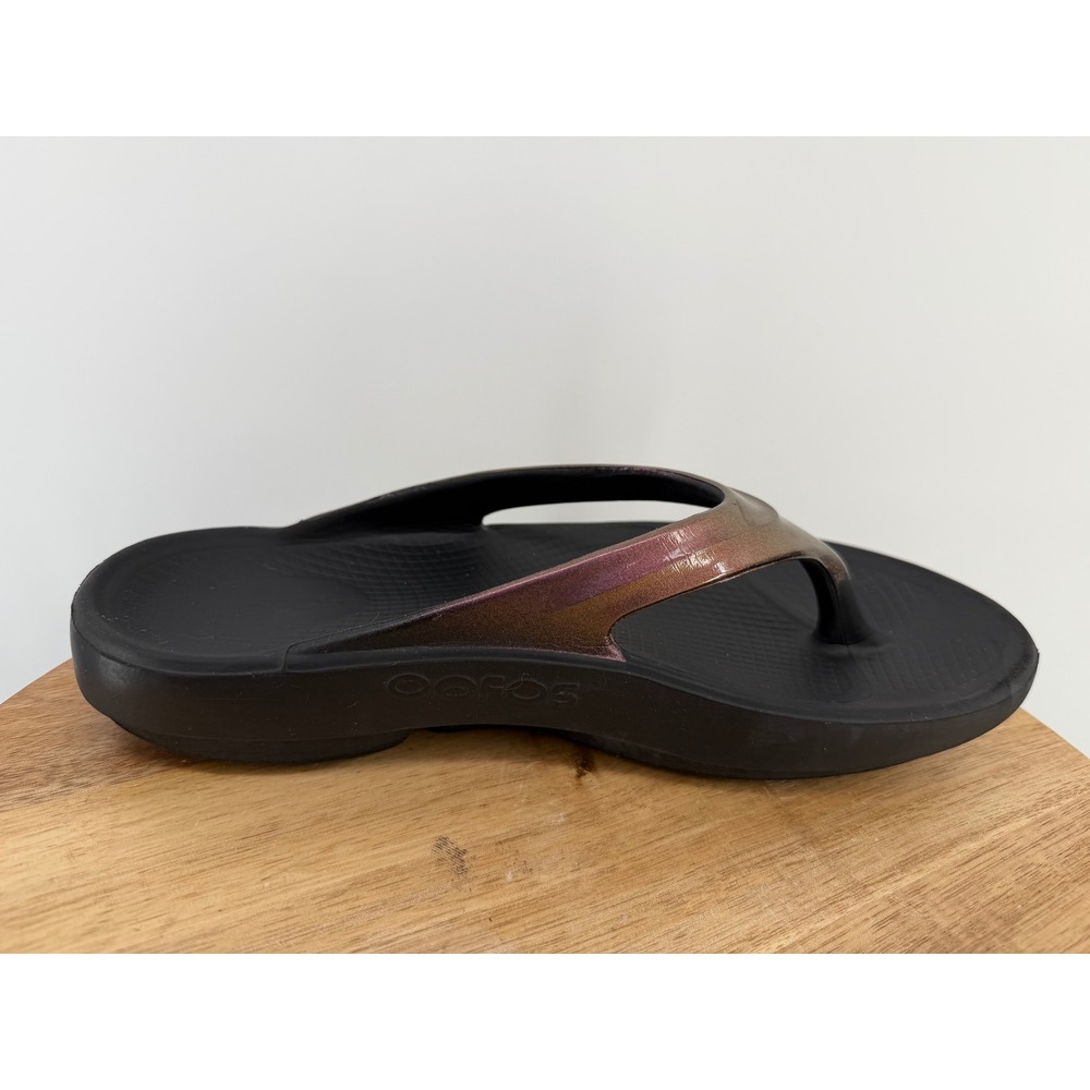 OOFOS OOriginal Sport Black Metallic Iridescent Recovery Flip Flops Womens 9 - Picture 5 of 9
